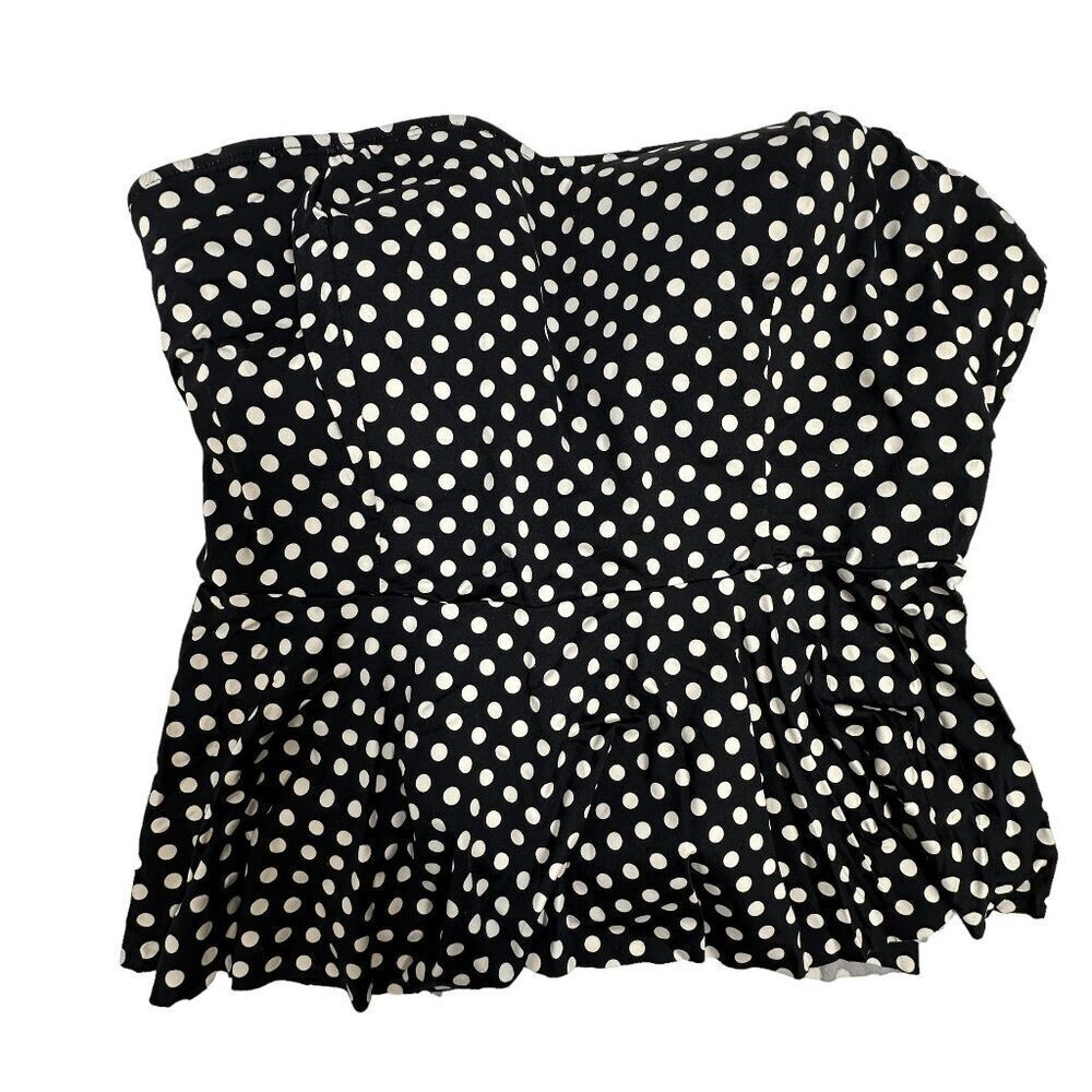 MERONA Black and White Polka-Dot Tankini Swimwear, Size Large